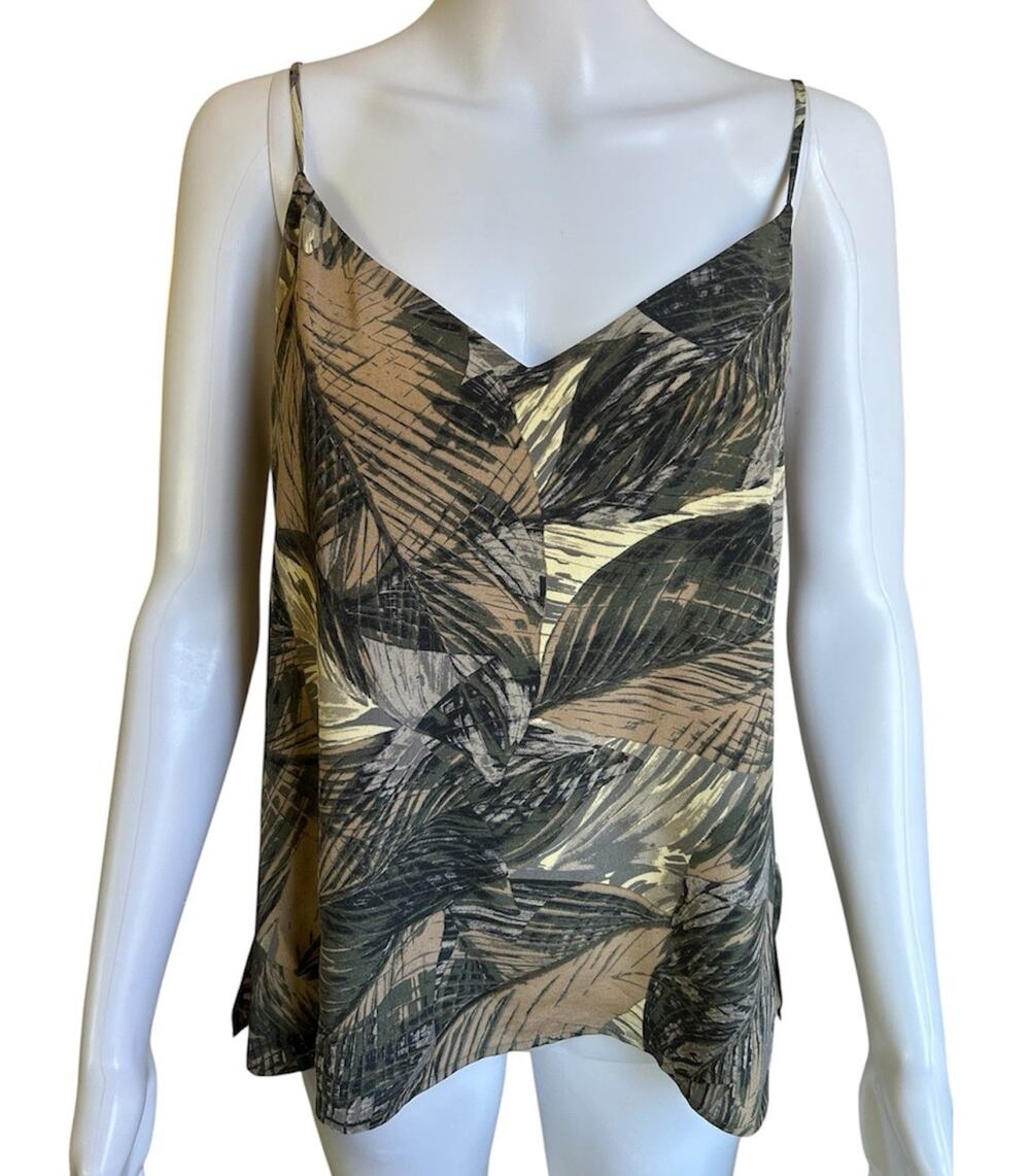 L’AGENCE Jane 100% Silk Palm Leaf Print Cami Tank Top Womens M Lined Resort